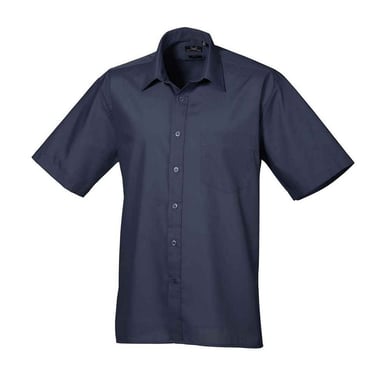 Premier Mens Poplin Short-Sleeved Shirt (Navy)