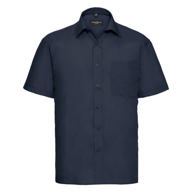 Russell Collection Mens Classic Polycotton Poplin Short-Sleeved Shirt (French Navy)