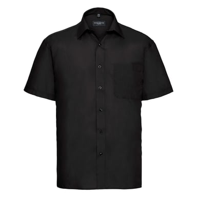 Russell Collection Mens Classic Polycotton Poplin Short-Sleeved Shirt (Black)