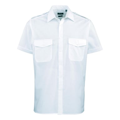 Premier Mens Easy-Care Short-Sleeved Pilot Shirt (Light Blue)