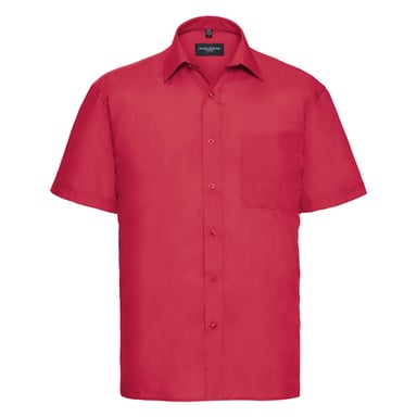 Russell Collection Mens Classic Polycotton Poplin Short-Sleeved Shirt (Classic Red)