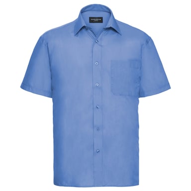 Russell Collection Mens Classic Polycotton Poplin Short-Sleeved Shirt (Corporate Blue)