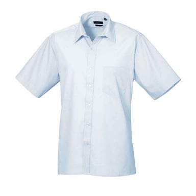Premier Mens Poplin Short-Sleeved Shirt (Light Blue)