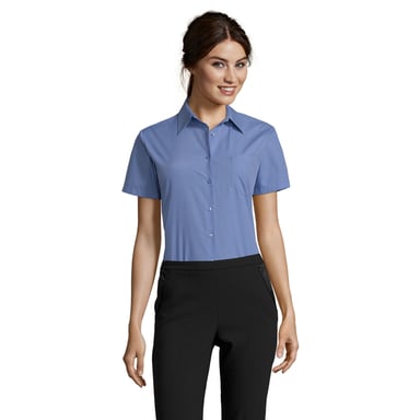 SOLS Womens/Ladies Escape Poplin Short-Sleeved Business Shirt (Middle Blue)