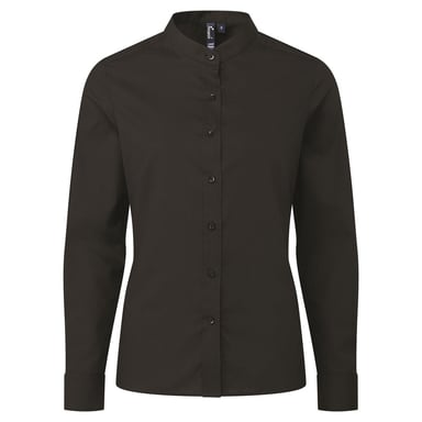 Premier Womens/Ladies Grandad Shirt (Black)
