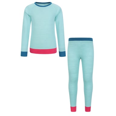 Mountain Warehouse Childrens/Kids Colour Block Merino Wool Base Layer Set (Mint)
