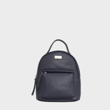 Betty' Zip Top Mini Pebble Grain Leather Backpack