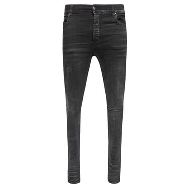 Amiri Slim Fit Distressed Amiri Logo Aged Black Denim Jeans