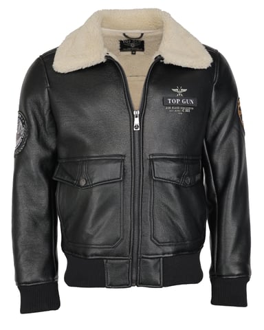Top Gun faux leather jacket TG20213035 with faux fur collar