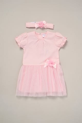 Rose Ribbon Detail Dress and Headband Outfit Set