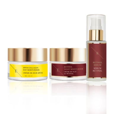 Retinol Serum 30ml + Retinol Night Moisturiser 50ml+ Spf50 Collagen Day Cream 50ml