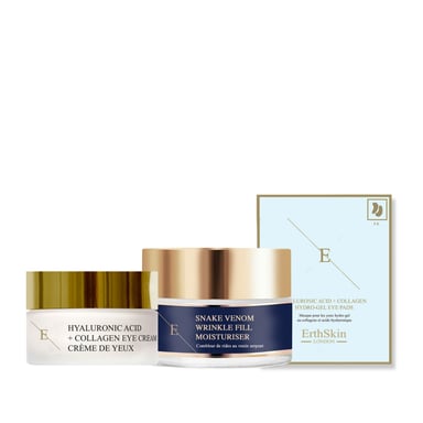 Hyaluronic Acid + Collagen Pro Age Eye Cream 30ml + Wrinkle Fill Snake Venom Moisturiser 50ml
+Hyaluronic Acid + Collagen Hydrogel Eye Pads 5 X 2