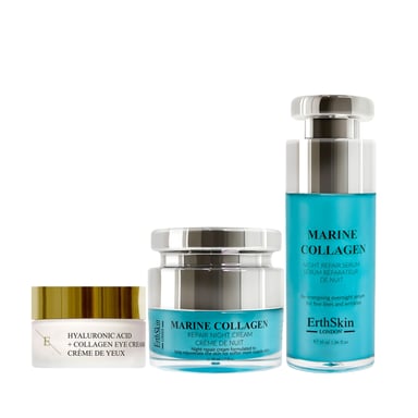 Marin Kollagen Nattkräm 50ml + Hyaluronsyra + Kollagen Pro Åldrande Ögonkräm + Marin Kollagen Nattreparationsserum 30ml