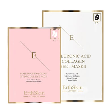Hyaluronzuur & Collageen Masker - 3 vellen + Rose Blossom Glow Hydro-Gel Oogkompressen 5 X 2