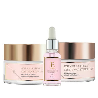 EGF Cel Effect Dag Moisturizer + EGF Cel Effect Nacht Moisturier + Rozenbloesem gezichtsolie 30ml