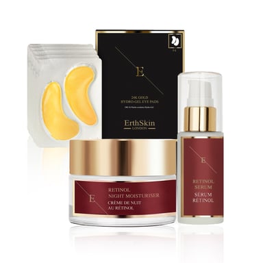 RETINOL SERUM 30ML + RETINOL NIGHT MOISTURISER 50ML+COLLAGEN GOLD UNDER EYE PATCH 24K GOLD - 5X2 PADS