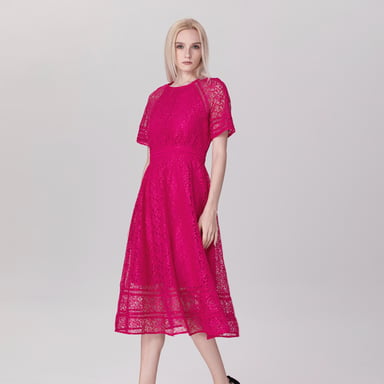 All-Lace Flared Dress And Trims