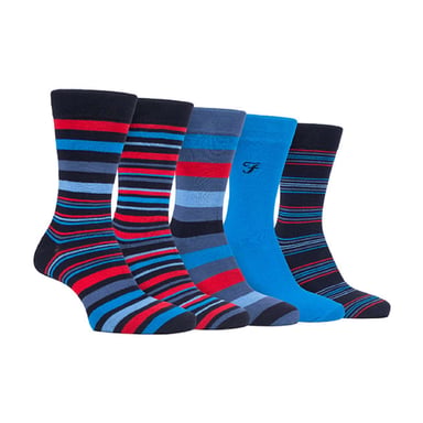 5 Pack Mens Bamboo Bright Striped Patterned Socks