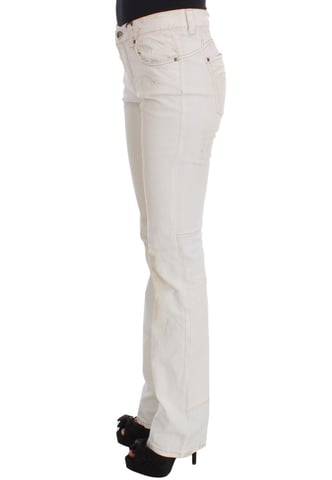 Costume National Women's White Cotton Slim Fit Bootcut Jeans