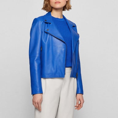 Leren damesjas Boss C_Saleli in Blauw
