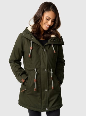 Navahoo Ireliaa Women's Parka – Wind-Resistant Winter Jacket with Teddy Fleece & Hood - Olive
