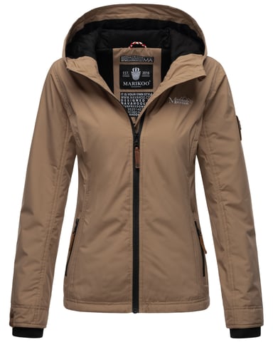 Marikoo Women’s Lightweight Transitional Jacket Water and Wind Resistant with Hood Taupe