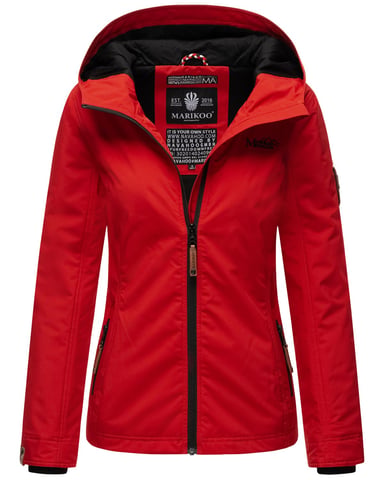 Marikoo Women’s Lightweight Transitional Jacket Water and Wind Resistant with Hood Red