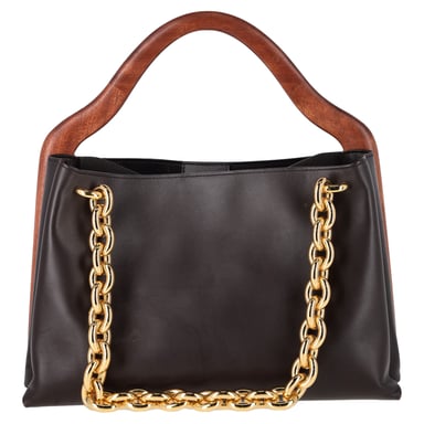 Bottega Veneta Mount Bermuda Top Handle-väska i svart kalvskinn
