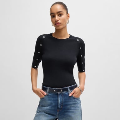Hugo Boss Famistosa Knit T-shirt voor dames in donkerblauw