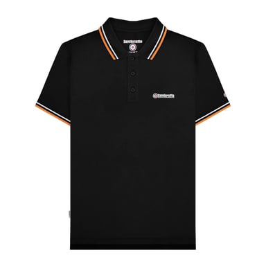 Lambretta Mens SS25 Twin Tip Polo Shirt (Black/White)
