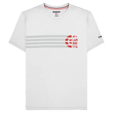 Lambretta Heren SS25 Scooter Strepen T-Shirt (Wit)