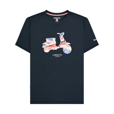 Lambretta Mens AW24 Scooter Flag Big & Tall T-Shirt (Navy)