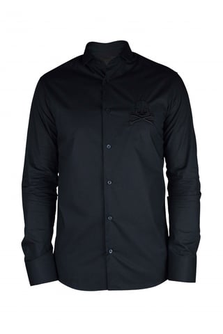 Philipp Plein Diamond Cut LS Skull Shirt Black