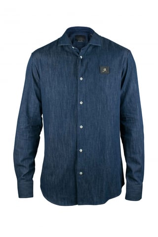Philipp Plein Diamond Cut LS Skull Shirt Blue