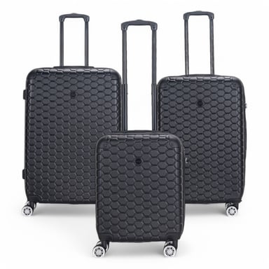 Uitbreidbare zwarte harde ABS-koffer met 8 wielen, reiskoffer, handbagage en vakantiekoffer