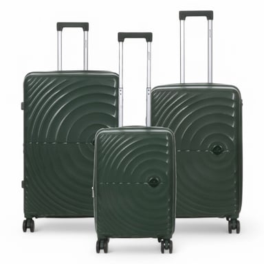 Expandable Dark Green Hard Shell 8 Wheels Luggage Cabin Suitcase Set