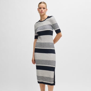Damesjurk Boss Etanah Structured-Stripe in Tortoiseshell