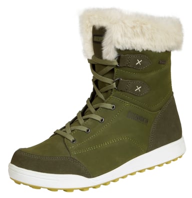 Women's Winter Boots Genuine Real Leather with Faux Fur Olive