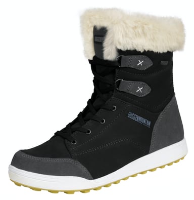 Women's Winter Boots Genuine Real Leather with Faux Fur Black