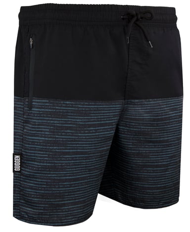 Men's Swim Shorts with Pattern Stripes Black Blue