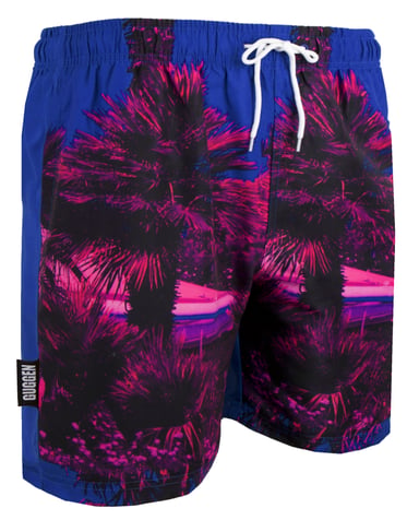 Men's Swim Shorts with Palm Pattern Pink