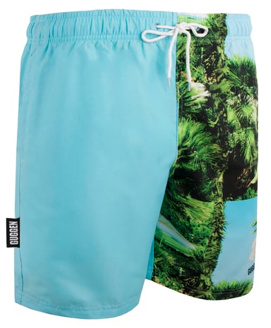 Men's Swim Shorts with Palm Pattern Green