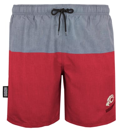 Men's swim shorts with pattern stripes red