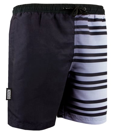 Men's Swim Shorts with Pattern Stripes Black White