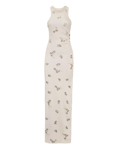 Jersey Rib Long Dress Flowers