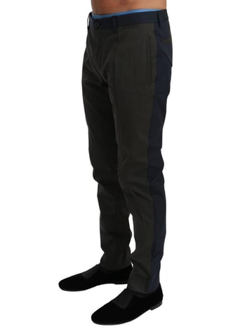 Dolce & Gabbana Men's Blue Gray Stripes Trouser Cotton Pants