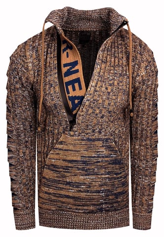 1/2 Zip Coarse Knit Standing Collar Sweater