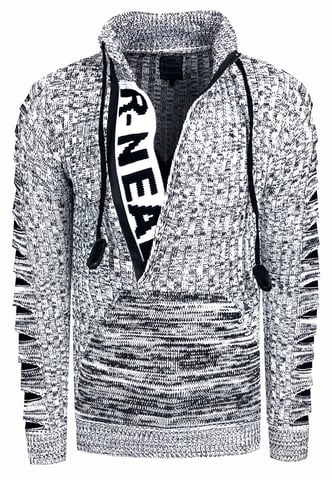 1/2 Zip Coarse Knit Standing Collar Sweater