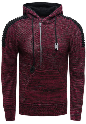 1/2 Zip Chunky Knit Contrast Hoodie