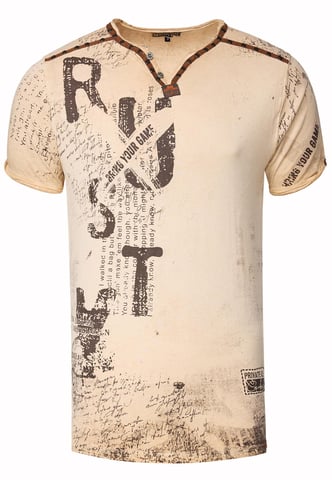 V-neck T-shirt with suede details and rivet pattern